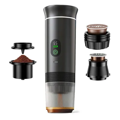 Tragbare Kapselmaschine, Mini Espresso-Maschine, 20 Bar Druck, 2500mAh Akku, 60ml Wassertank, LCD Display, Kompakt & leicht zu reinigen