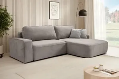 Produktbild von Ecksofa TORRE - Recht seite Eckcouch L-Form mit Schlaffunktion & Bettkasten - Dunkelbeige (Velo624)