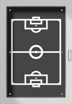 Produktbild von Wallario Lichtschutzbild, Dekorativer Sichtschutz Sonnenschutz 60 x 93 cm mit Motiv: Fußball - Fußballfeld in Schwarz-Weiß - Verdunklung ohne Bohren