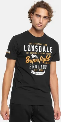 Image de T-shirt homme coupe régulière TOBERMORY Noir/Orange/Blanc S Lonsdale