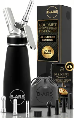 Slagroomdispenser 500 ml, Aluminium, 2 Düsen, schwarz