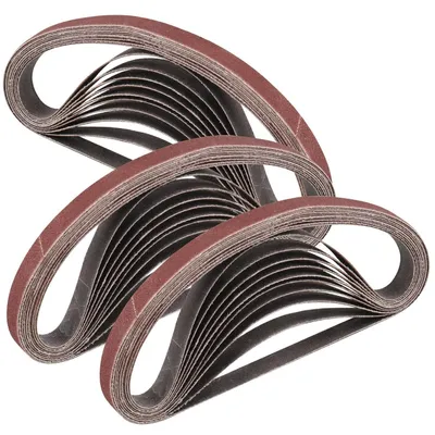 Image de Bandes abrasifs 10x330 mm, grain 180, 30 pièces, pour ponceuses à bande, adaptés au bois, au métal, aux plastiques et aux fibres de verre