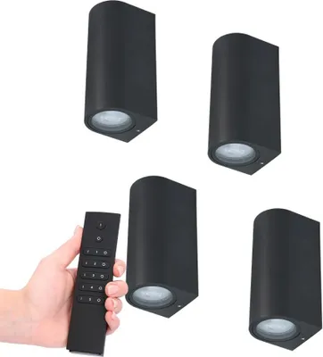 Produktbild von hoftronic LED-Wandleuchte Douglas 4x4W 2700K GU10 IP65 dimmbar schwarz