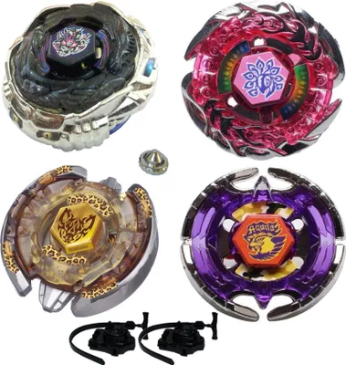 Produktbild von Kreisel Paket 4D BALANCE 4 Stk. + 2 Abschussvorrichtungen + 1 Metallspitze: BB122 Diablo Nemesis, BB109 Super Rare, BB47 A Bird of Jove, BB100 Random Booster6 Killer Reafowl