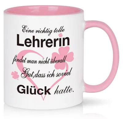 Produktbild von Kaffeetasse Abschiedsgeschenk Lehrerin "Eine Richtig Tolle Lehrerin" Rosa 320ml