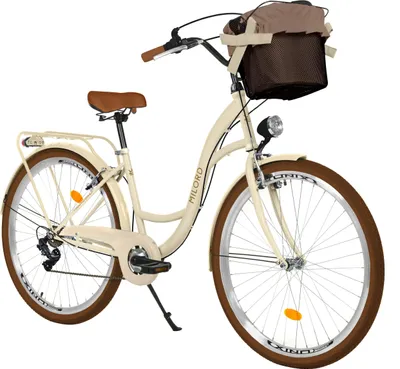 Produktbild von Milord Komfort Fahrrad Mit Korb Damenfahrrad, 28 Zoll, Beige-Braun, 7-Gang
