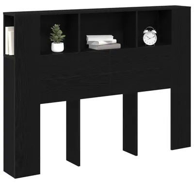 Image de vidaXL, panneau de tête de meuble, noir, imitation chêne, matériau composite en bois