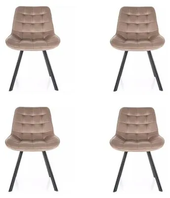 Image de Lot de 4 chaises pivotantes en velours - Gamme Monti - Taupe