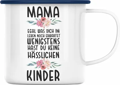 Produktbild von Trendation - Mutter Emaille Tasse Hässliche Kinder Muttertag Geschenk Mama von Kinder Spruch Geburtstag Mami (Blau)