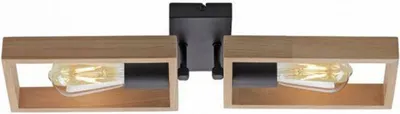 Zdjęcie produktu dla Oprawa sufitowa LEUCHTEN DIREKT JUST LIGHT, 2xE27, drewno/czarny, nowoczesny design