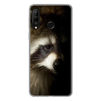 Produktbild von MuchoWow® Handyhülle Schutzhülle Hülle für Huawei P30 Lite Waschbär - Wilde Tiere - Schwarz Silikon Softcase Handy Hülle - Handyhülle