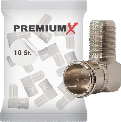 Produktbild von PremiumX 10x F-Stecker F-Quickstecker SAT Schnell F-Kupplung 90°Winkel Verbinder
