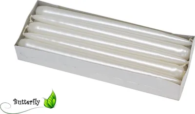 Produktbild von Spitzkerzen 24cm perlmutt weiß, 10 Stück