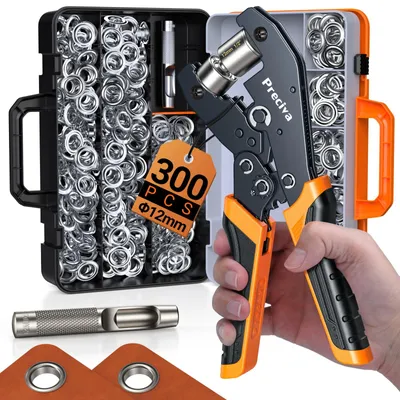 Ösenzange mit 300 Ösen, 12 mm, für Planen, Leder, Stoff