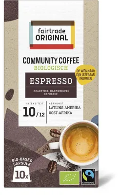Produktbild von Fairtrade Original Community Coffee Espresso, 10 Kapseln, 53g, Nespresso® kompatibel