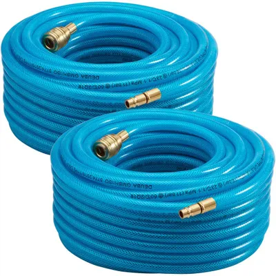 Produktbild von 2x MONZANA® Druckluftschlauch 30m PVC Schnellkupplung 15 bar 1/4" Anschluss Ø Innen 6mm Außen 13mm Gewebeschlauch Kompressor