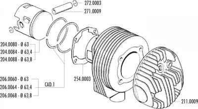 Immagine prodotto di Anello del pistone Polini, 63 x 2 mm, compatibile con Vespa PX 125 a 2 tempi, per motori da 177 cm³