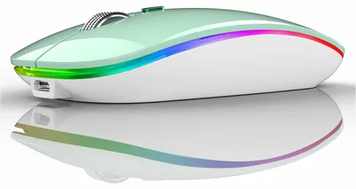 Zdjęcie produktu dla Bezprzewodowa mysz, 2,4 GHz, z podświetleniem LED, cicha mysz do laptopa, kolor: miętowy