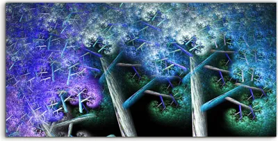Produktbild von Coloray - Glasbild - 100x50 cm - Wandbild - Glasbilder - Foto Zauberwald mit abstrakten Bäumen