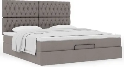 Produktbild von Hochwertig Ottoman-Bett mit Matratze Taupe 160x200 cm Stoff 3313255