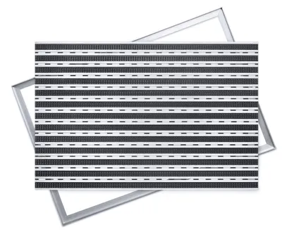 Produktbild von POLENTEX Aluminium Fußmatte für Türen, 100x50 cm, 12 mm Profilhöhe, Bürste, Farbe: Grau, für Innen- und Außenbereiche