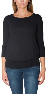 Produktbild von Alkato Damen Viskose Shirt 3/4 Arm Longshirt Top, Farbe: Schwarz, Größe: L