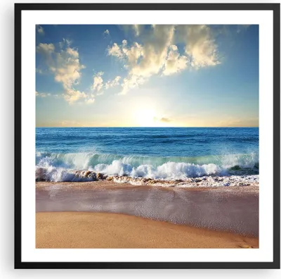 Produktbild von Gerahmtes Poster - Schwarzer Rahmen - Meer Ufer Wasser - 60x60 cm - Wand Bild - Wanddeko - Wandbilder - Kunstposter - Wandposter - Bilderrahmen - Bilder - Kunstdruck - Wandbild - P2BAC60x60-3551
