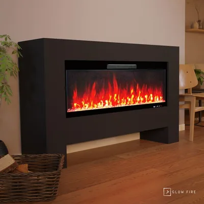 Produktbild von Glow Fire Elektrokamin 'Hermes' | LED Standkamin in schwarz mit Heizung (1500 W) | HxBxT: 96 x 136 x 38 cm
