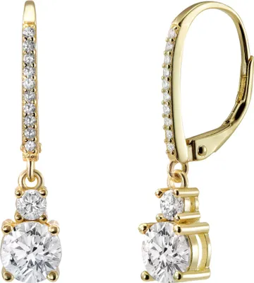 Produktbild von Klappbrisuren Ohrringe 925 Sterling Silber vergoldet Ohrhänger mit Zirkoniasteinen Material - Silber vergoldet