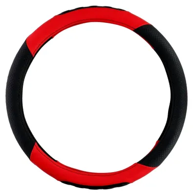 Produktbild von Lenkradbezug LKW - Lenker mit Durchmesser 44-46CM - Gummi - Anti-Rutsch Textur Schwarz/Rot