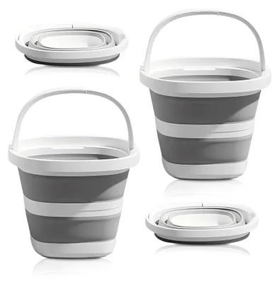 Produktbild von Faltbarer Eimer 5L, 2 Stück Falteimer Kunststoff Zusammenklappbarer Putzeimer Sandeimer Wassereimer für Draußen Angeln Sandkasten Camping Reise