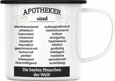 Produktbild von Trendation - Apotheker Emaille Tasse Geschenk Emaille Emaille Tasse Emaille Emaille Tasse Bester Apotheker Pharmazeut Arzneikundiger Spruch Lustiger Spruch (Schwarz)