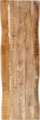 A close-up view of a wooden plank with a rough surface and natural wood grain.