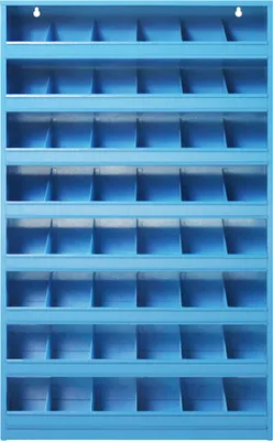 Produktbild von Schüttenregal mit 48 Fächer zur Wandbefestigung | HxBxT 85x50x12,5cm | Lichtblau