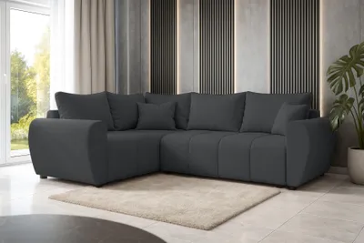 Produktbild von AX LIVING Malatya L Ecksofa mit Schlaffunktion Sofa Dunkelgrau 235cm L