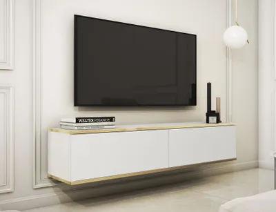 Produktbild von AX LIVING Lowboard TV Orkis 135 cm Modern und Funktional, Weiß
