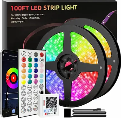 Produktbild von LED Strip 30m Lichtband Smart-RGB LED Streifen 16 Mio.Farbwechsel-Musik Lichterkette einstellbar mit Fernbedienung App Steuerbar-Für Haus Schlafzimmer