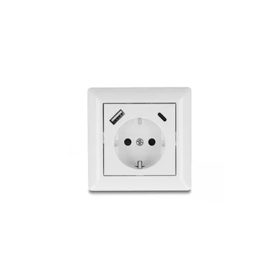 Produktbild von Delock Einbausteckdose mit 2 USB Ladeports, 1 x USB Typ-A und 1 x USB Type-C mit PD 3.0, 18 W