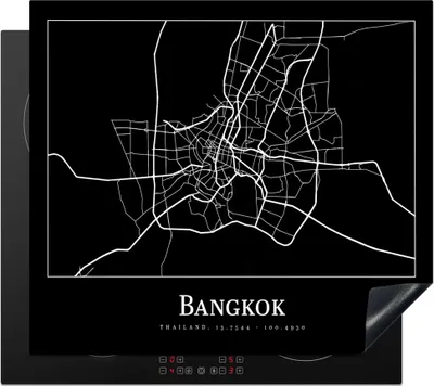 Produktbild von KitchenYeah© Herdabdeckplatte Bangkok - Karte - Stadtplan , 58x51cm, Küche Deko, Glaskeramikkochfeld Herdabdeckung, Abdeckplatte fùr Kochfeld
