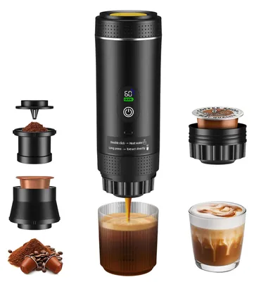 Produktbild von Tragbare Espresso-Kaffeemaschine, 3-in-1 Brühkompatibilität, USB-C Schnellladung, schwarz