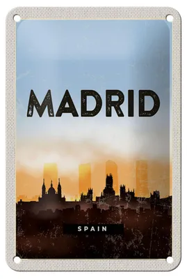 Produktbild von Blechschild Reise 12x18cm Madrid Spain Retro Malerisches Bild Schild