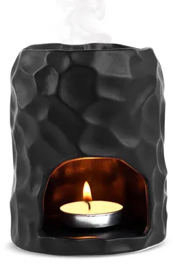 Keramische Duftlampe für Teelicht, Aromalampe, matt schwarz