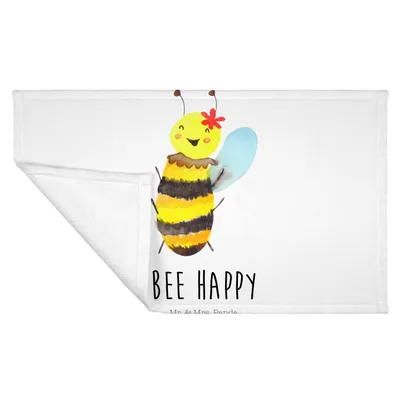 Produktbild von Mr. & Mrs. Panda Handtuch Biene Happy - Weiß - Geschenk, Hummel, frottee, Händehandtuch, gesichtshandtuch, gesichtstuch, Flauschtuch
