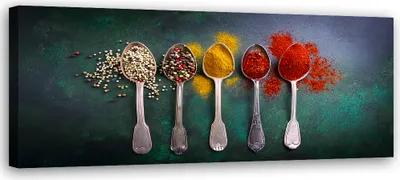 Produktbild von Leinwandbild Kräuter und Gewürze für die Küche 120x40 Feeby Bunt bild für die wand bereit zum aufhängen