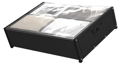 Image de Bacs de rangement à roulettes pour sous le lit – Organisateur de rangement pour vêtements avec fenêtre transparente, idéal pour couvertures, literie et vêtements