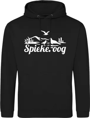 Produktbild von Huuraa Uni Hoodie Spiekeroog Strandmotiv L Deep Black Vegan Sweatshirt Geschenkidee