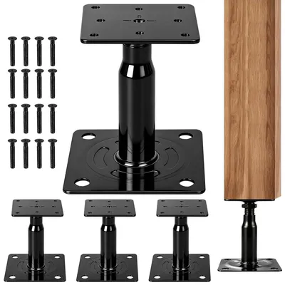 Image de Support de poteau réglable - Poteau de support réglable - 100 à 150 mm - 75 x 75 mm - Acier galvanisé à chaud
