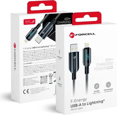 Zdjęcie produktu dla Kabel FORCELL F-ENERGY C273 USB A do Lightning 2,4A 12W Digital 1,2 m czarny