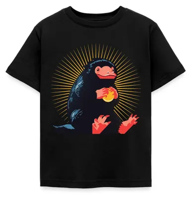 Produktbild von Spreadshirt Phantastische Tierwesen 3 Niffler Kinder T-Shirt, 122/128 (7-8 Jahre), Schwarz