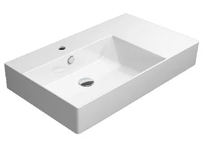 Immagine prodotto di Sapho GSI Kube X - Lavabo 800x470 mm, con 1 foro per rubinetto a sinistra, ExtraGlaze, bianco 9456111